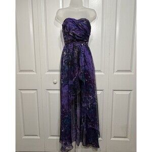 Jump Apparel Dress Womens 3/4 Strapless Purple Gown Prom Formal Beaded Y2K